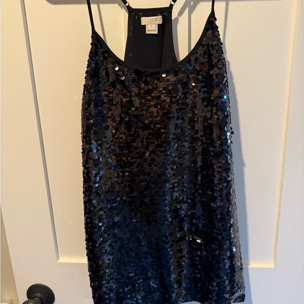 J. Crew Factory Black Sequin Tank Top